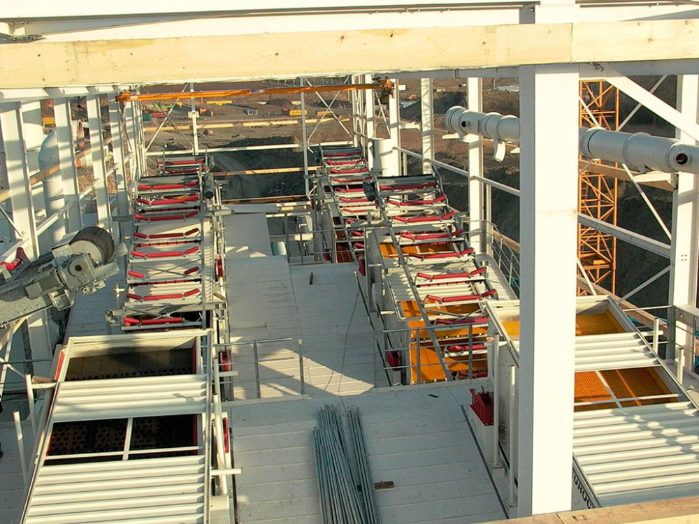 Anlagenplanung für Brech- und Siebtechnik der BSS GmbH Siebanlagen und Fördertechnik in einer geplanten Anlage der BSS GmbH